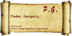 Pader Gergely névjegykártya